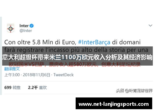 意大利超级杯带来米兰1100万欧元收入分析及其经济影响